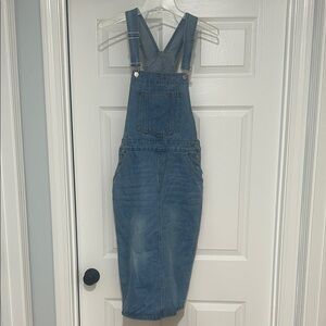 SHEIN Blue Denim Overall Midi Dress